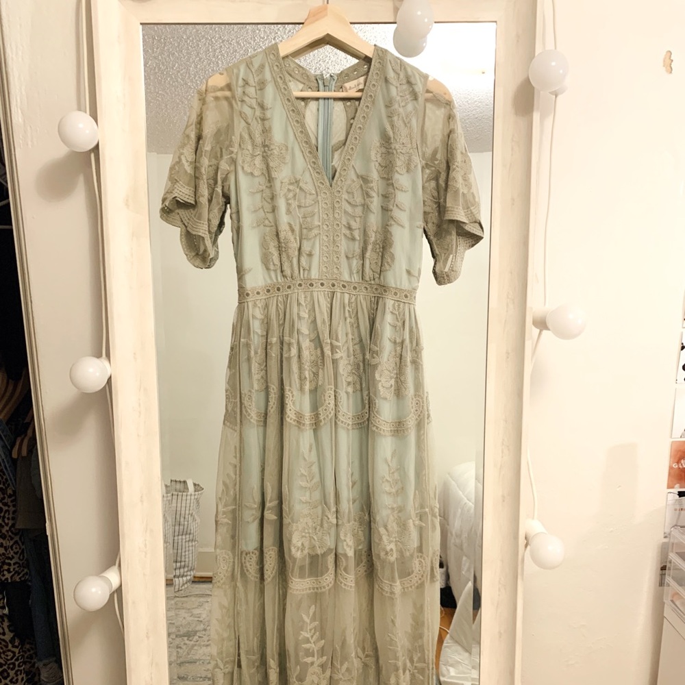ALTAR’D STATE sage green lace dress!